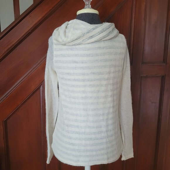 Anthropologie Moth Womens Striped Cowl Neck Sweater S Wool & Polyamide Blend Whi - Picture 4 of 7